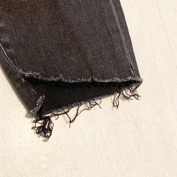 Express Black Slim Ankle Super High Rise Raw Hem Jeans - Picture 6 of 9